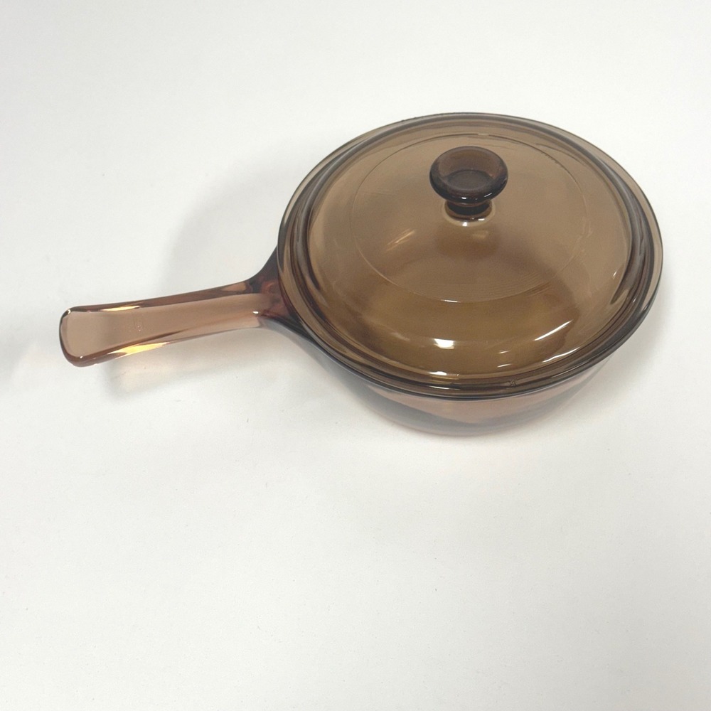 Vintage Visions Corning Amber Glass 0.5L Saucepan Pot